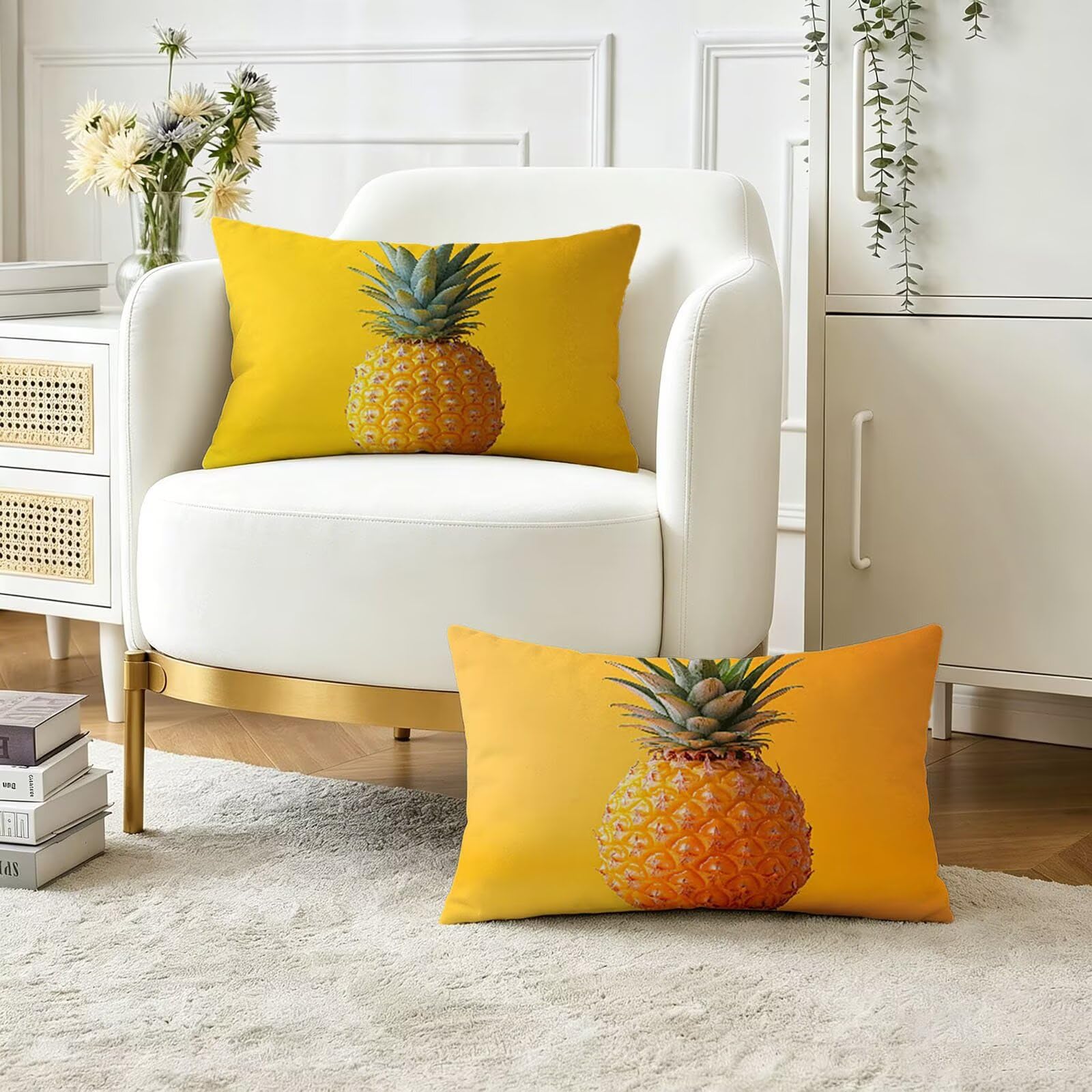 Housse coussin 50x80 cm jaune pour décorer le canapé de jardin
