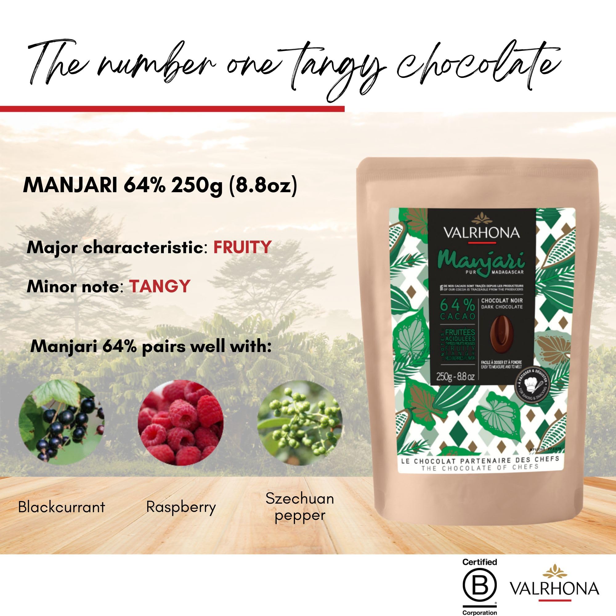 Fèves Chocolat Manjari Pâtissier 64% - 250g