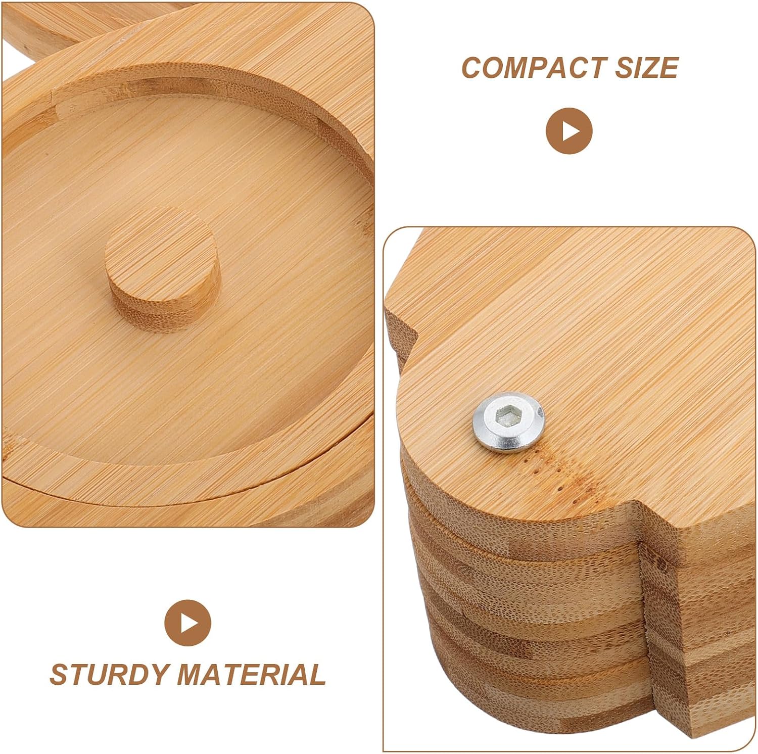 SEWACC Three-tier Spice Box with Lid 20x6.6cm Wooden Salt Container Sugar Keeper Rotating Seasoning Jar for Kitchen and Bar Storage