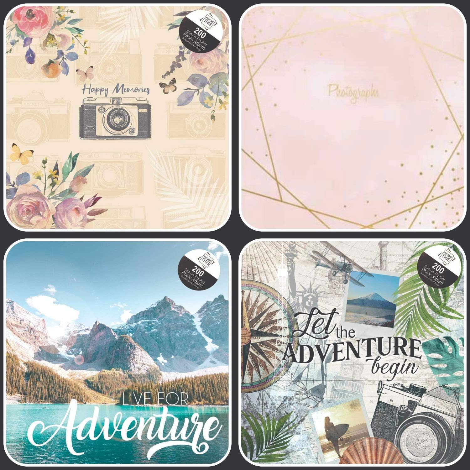 Bzbee Slip in Photo Album Scrapbook holds 200 Photos of 6x4 inches | Perfect Memory Book for Families, Wedding, Baby, Travel (Rose Gold Foil)