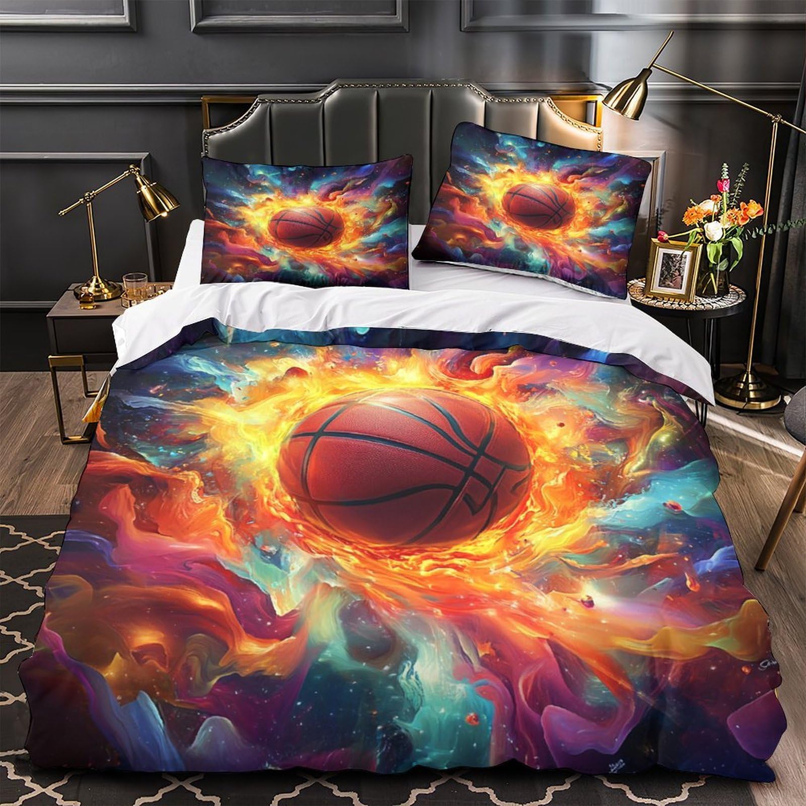 Housse de couette basket 3D pour une chambre ado moderne et dynamique