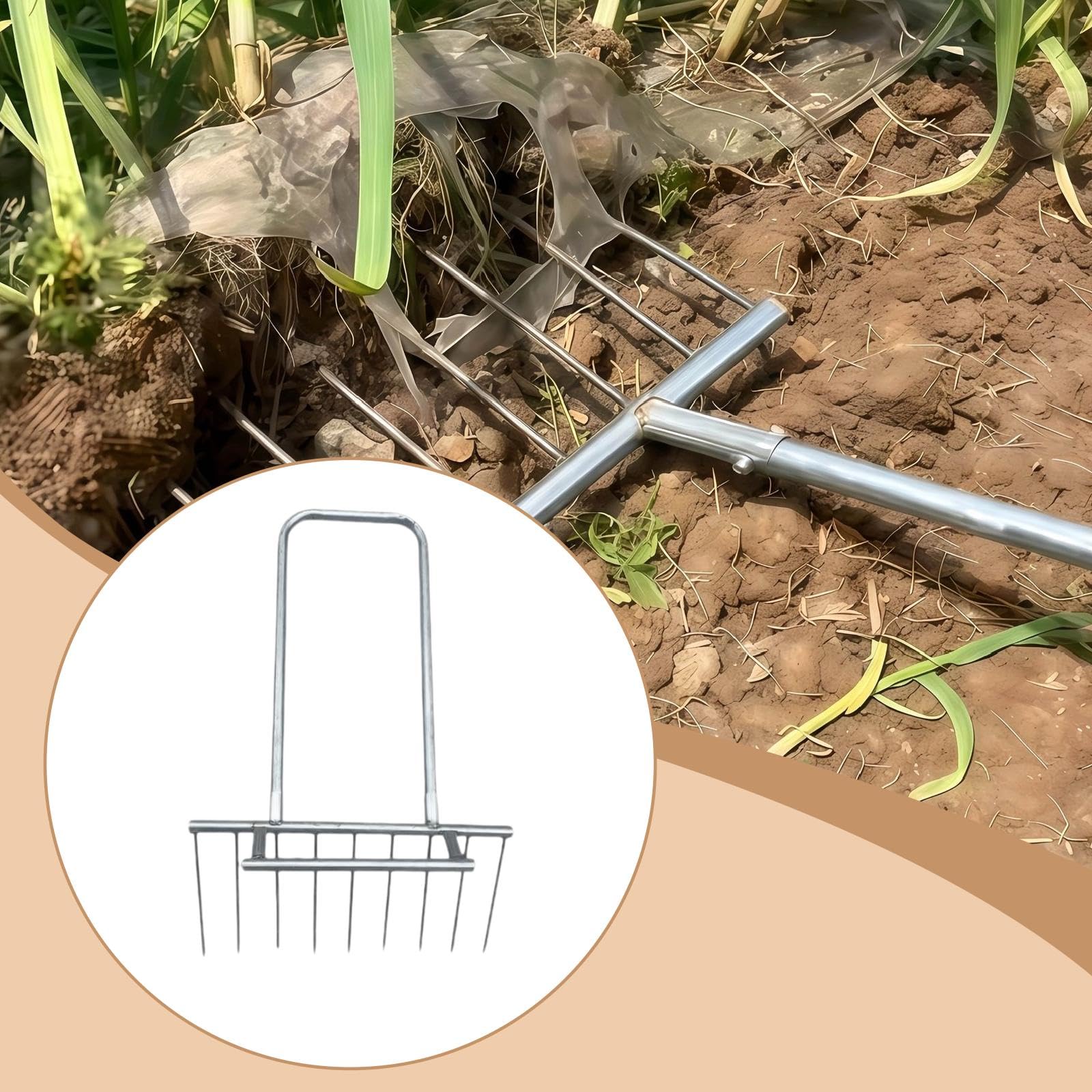 Horca para Excavar Manual Robusta con Dientes Reforzados Ideal para Cosechar Raíces Césped Y Descompactar Tierra en Huertos Viveros