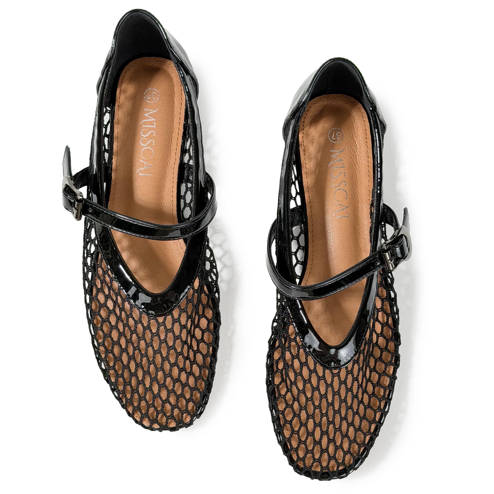 Ballerine Donna Estive Mary Jane in Rete Scarpe Basse Eleganti con Cinturino e Fibbia Punta Chiusa Ballerine Traforate Traspiranti per Ufficio Cerimonia e Casual