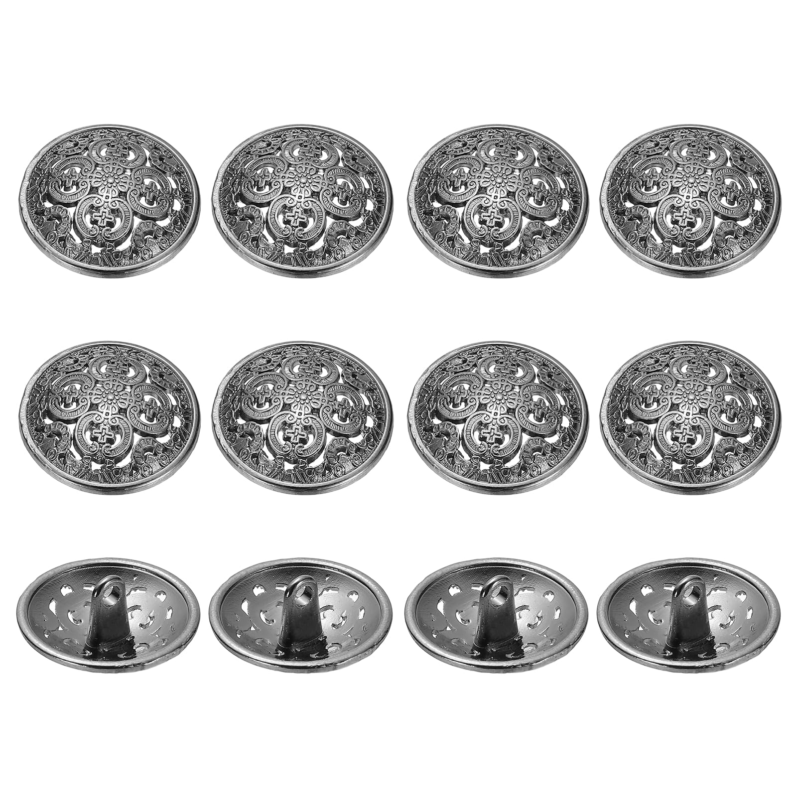 YELARXI Metal Round Hollow Buttons, Retro Hollow Shank Sewing Buttons, Fitting for (Men, Women, Coat, Shirt, Suit, Trousers