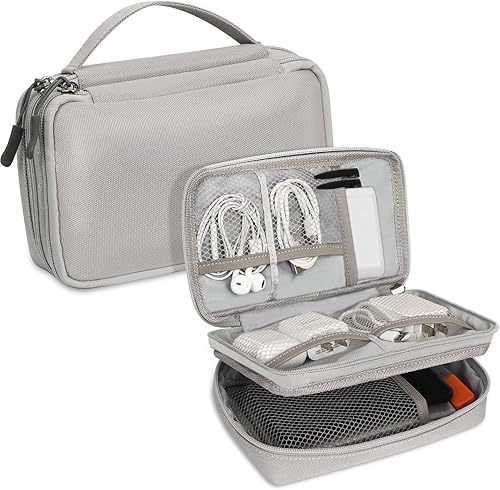 FYY Organizador electrónico, organizador de cables de viaje, bolsa de accesorios electrónicos, funda de transporte portátil de doble capa,