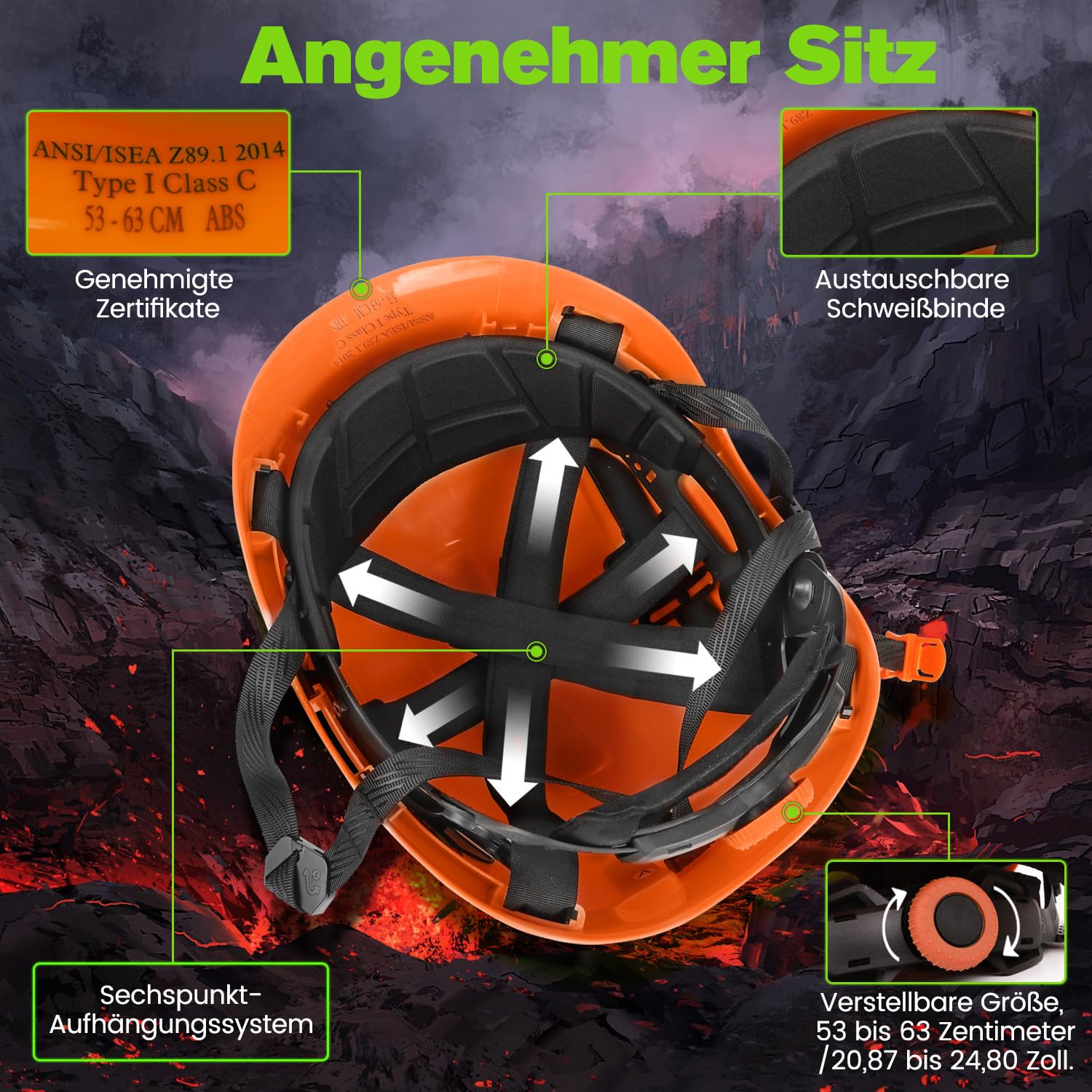 GREEN DEVIL Mervex Vent Set - EN397 & EN166 zertifizierter Industrieschutzhelm mit Doppelvisier + Helmleuchte