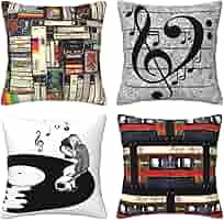 Amazon.com: Set of 4 Throw Pillow Covers Vintage Music