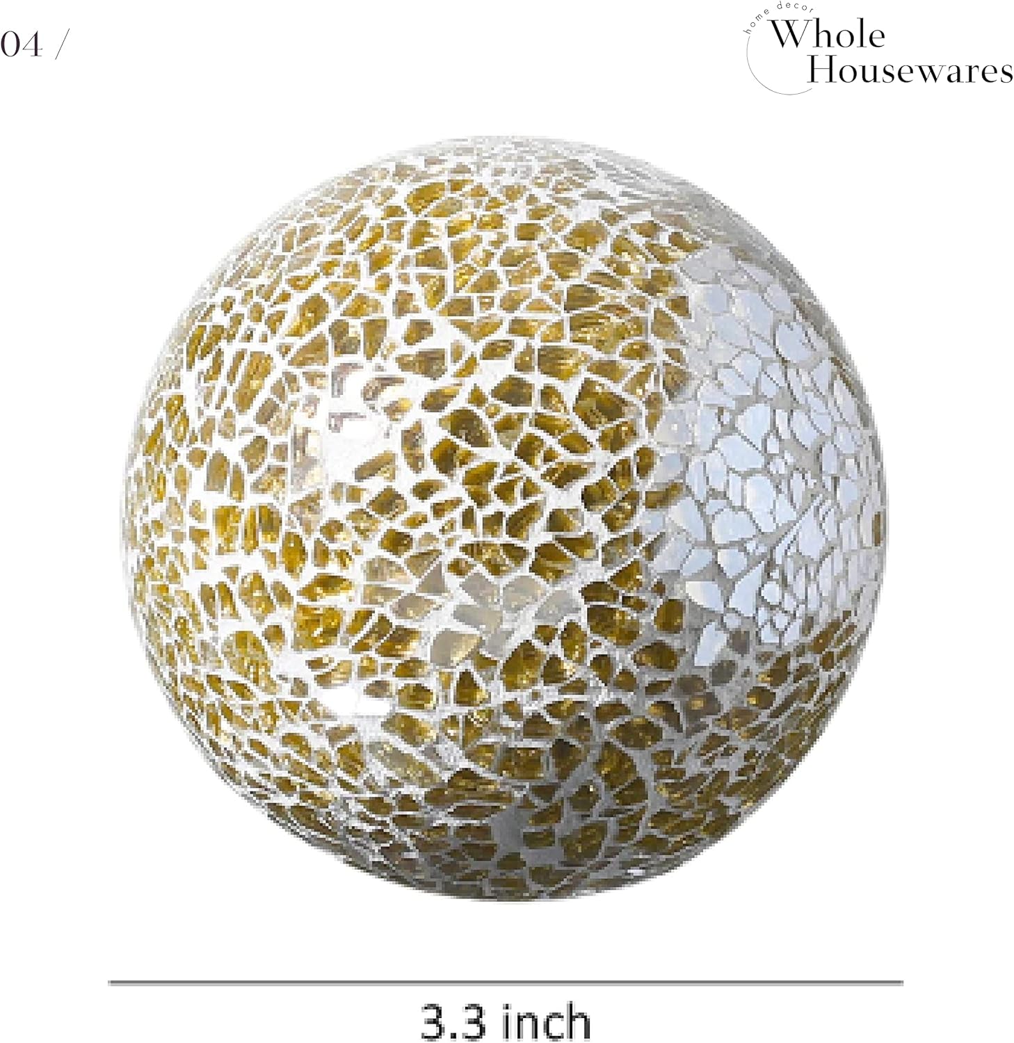 WHOLE HOUSEWARES | Decorative Balls | Set of 5 | Glass Mosaic Sphere | Diameter 3" | Modern Decorative Orbs (Gold) : Home & Kitchen