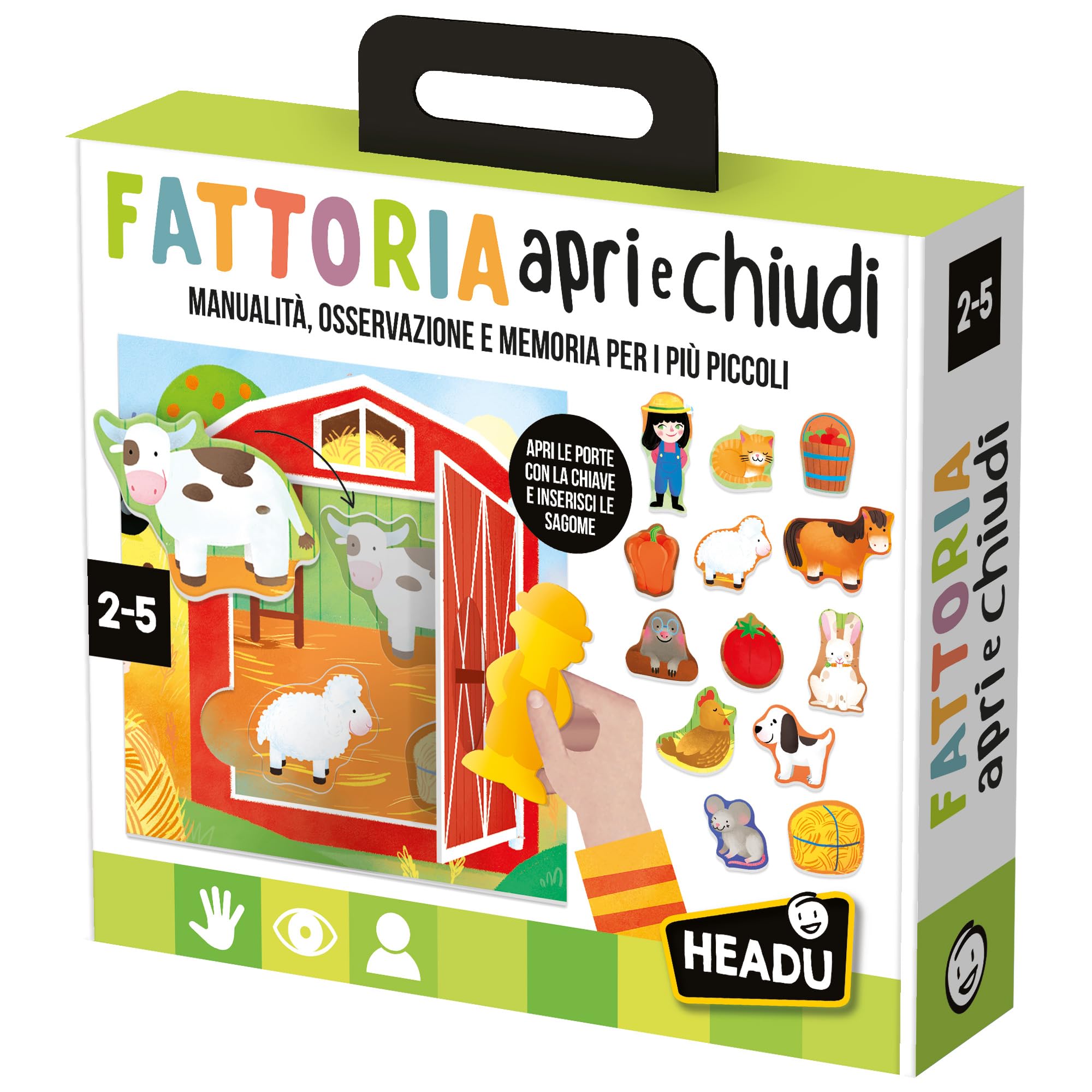 HEADU - Fattoria Apri e Chiudi Montessori - Manualità, Osservazione e Memoria | Giochi Educativi Bambini 2 3 4 Anni, Giochi Montessori, Regalo Bambina 2 anni, Regalo Bambino Natale, Made in Italy