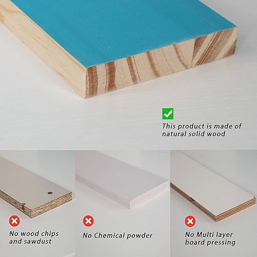 Miniatura 7 de PMLYQ Paquete de 2 estantes flotantes de madera para guardería, estante de especias de cocina, organizador de estantes para libros (azul)