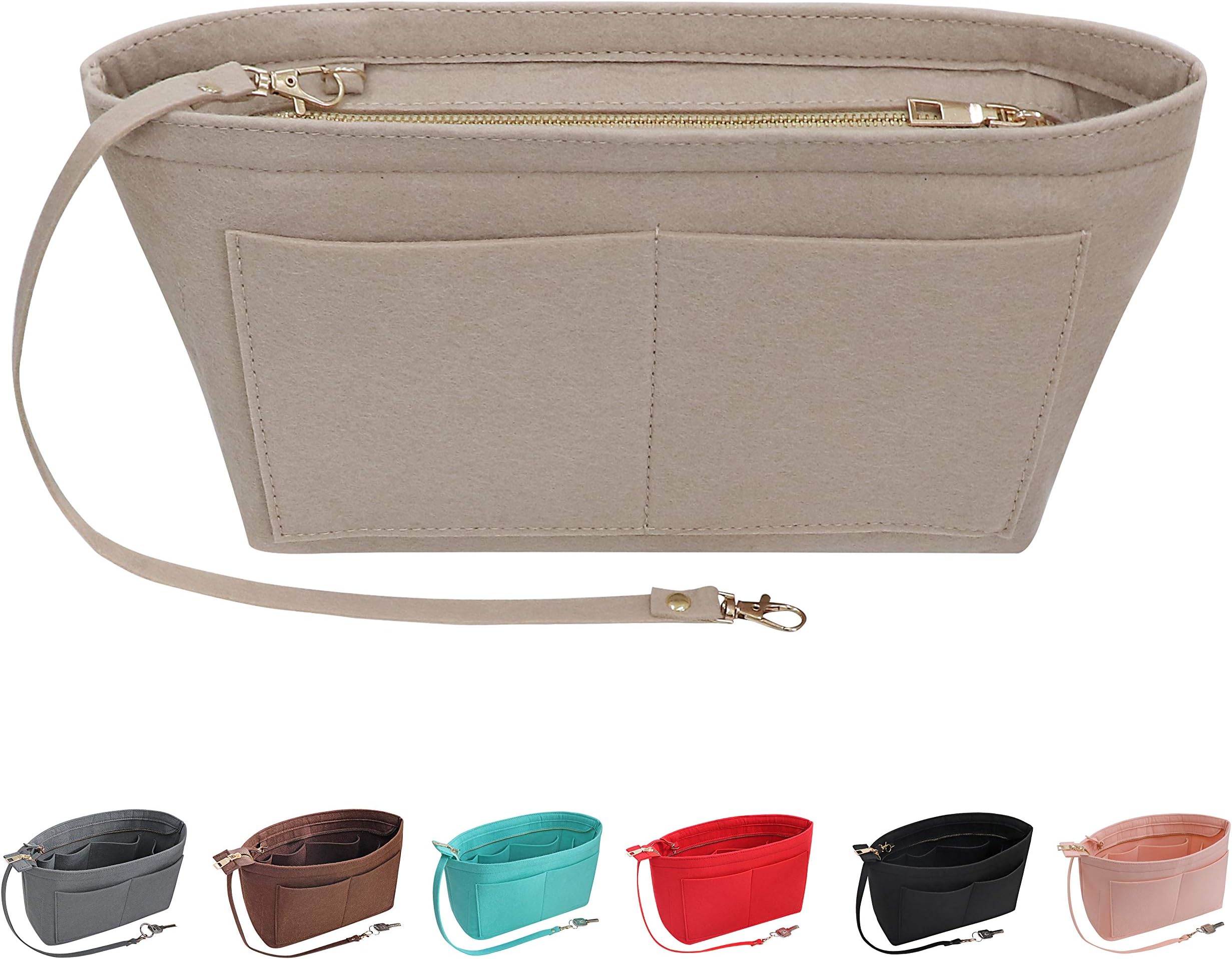 Soyizom Felt Handbag Organiser Purse Organiser Felt Insert Bag Organisers Multi Pockets Tote Bag in Bag for Women,Beige-M
