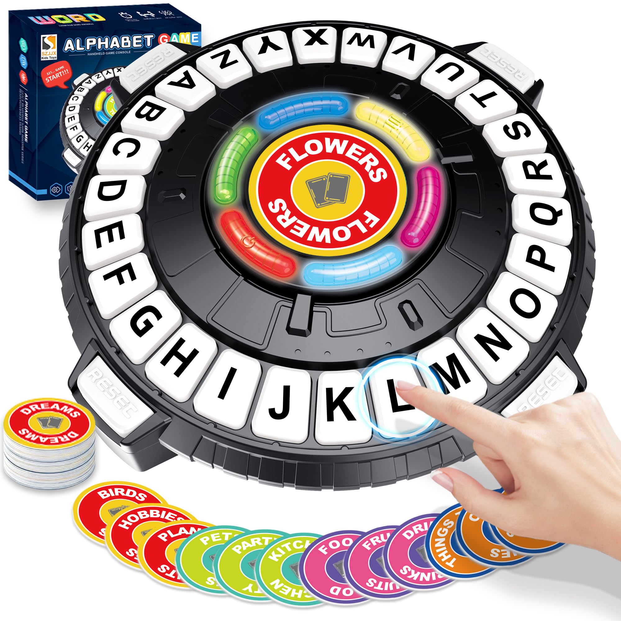 Family Board Games for Adults & Kids, Alphabet Word Game with 3 Game Modes