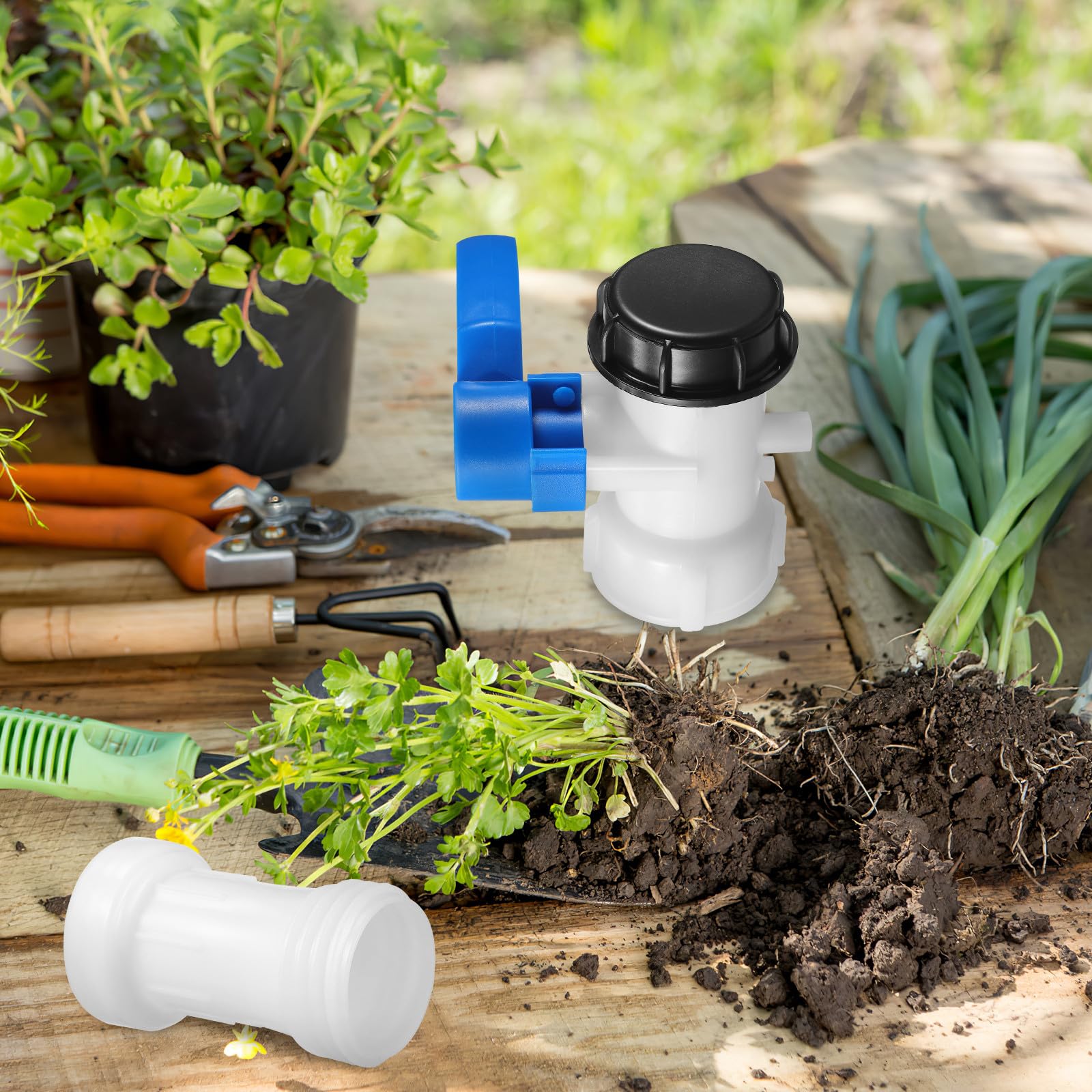 Plastikowy kran z wbudowanym zaworem i przedłużoną rurką, adapter zbiornika na wodę deszczową Reu do wydajnego zbierania wody i rozpuszczania wody