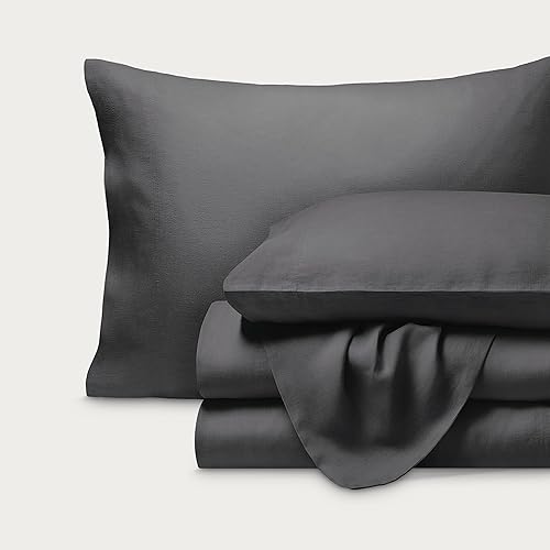 Miniatura 7 de Bare Home Juego de sábanas tamaño King, sábanas lujosas de 100% lino tamaño King, bolsillos profundos, ajuste fácil, juego de 4 piezas, sábanas y