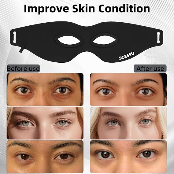 Red Light Therapy Eye Mask, 36 LED Dual Chip Clinical Grade with 660nm & 850nm Near-Infrared Light, Rechargeable Eye Cover for Face Skin Health, Sleep Support & Recovery, Home Use