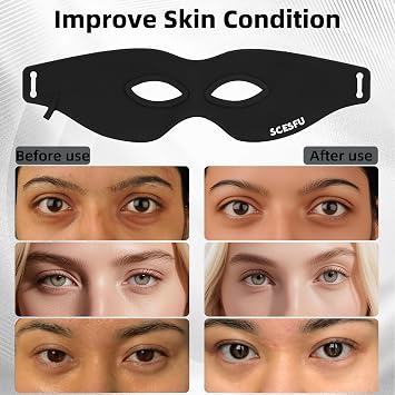 Red Light Therapy Eye Mask, 36 LED Dual Chip Clinical Grade with 660nm & 850nm Near-Infrared Light, Rechargeable Eye Cover for Face Skin Health, Sleep Support & Recovery, Home Use