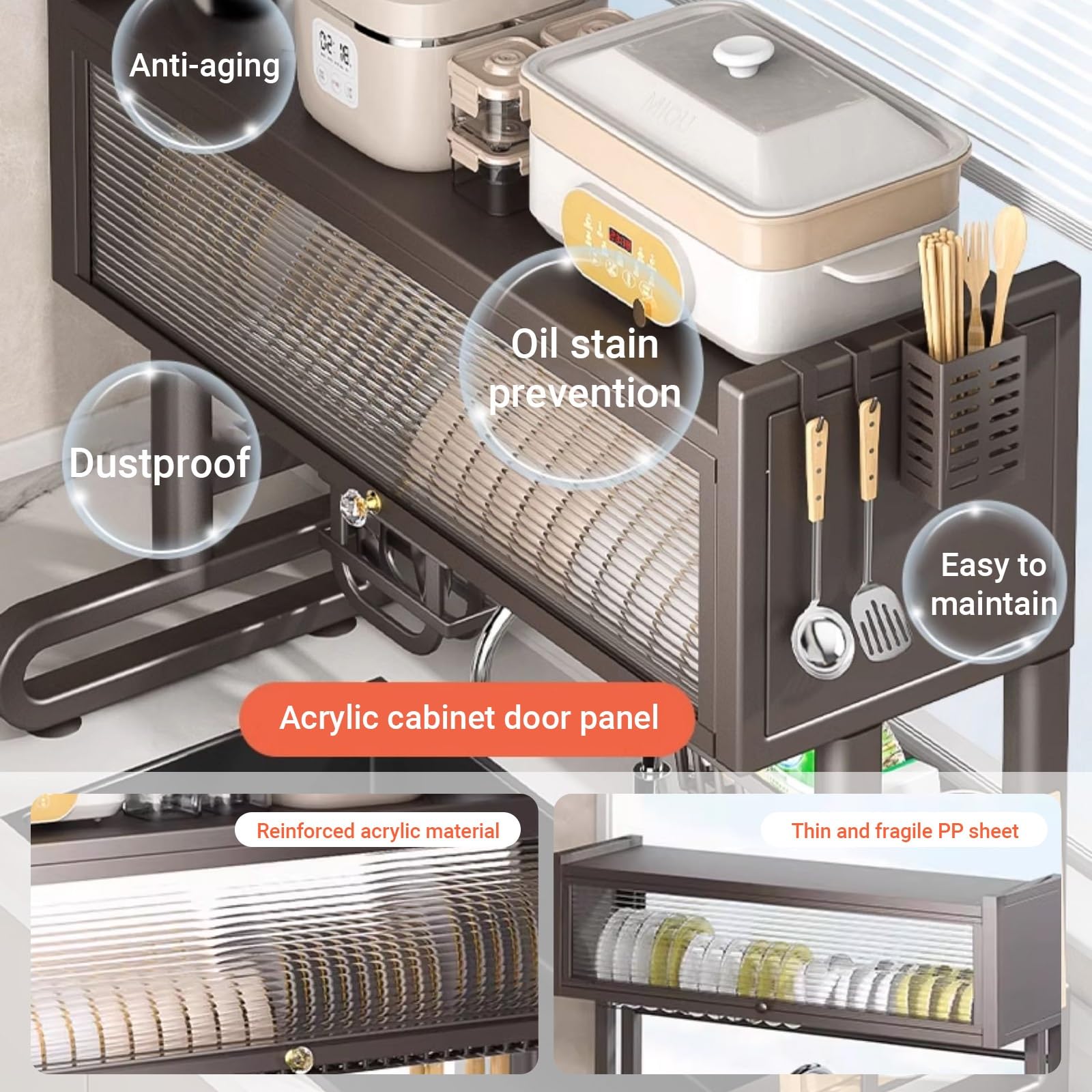 Escurridor de platos grande sobre el fregadero, con puertas de armario a prueba de polvo para platos, vasos, cuencos, cubiertos