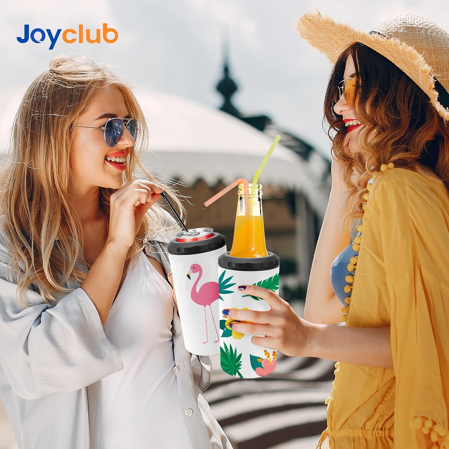 Joyclub 4 Pack 16oz Sublimation Beer Can Cooler Blanks 4 in 1 Stainless Steel Cups Double Wall Insulated Tumblers with Splashproof Lid, Non-slip Silicone Base - Image 7