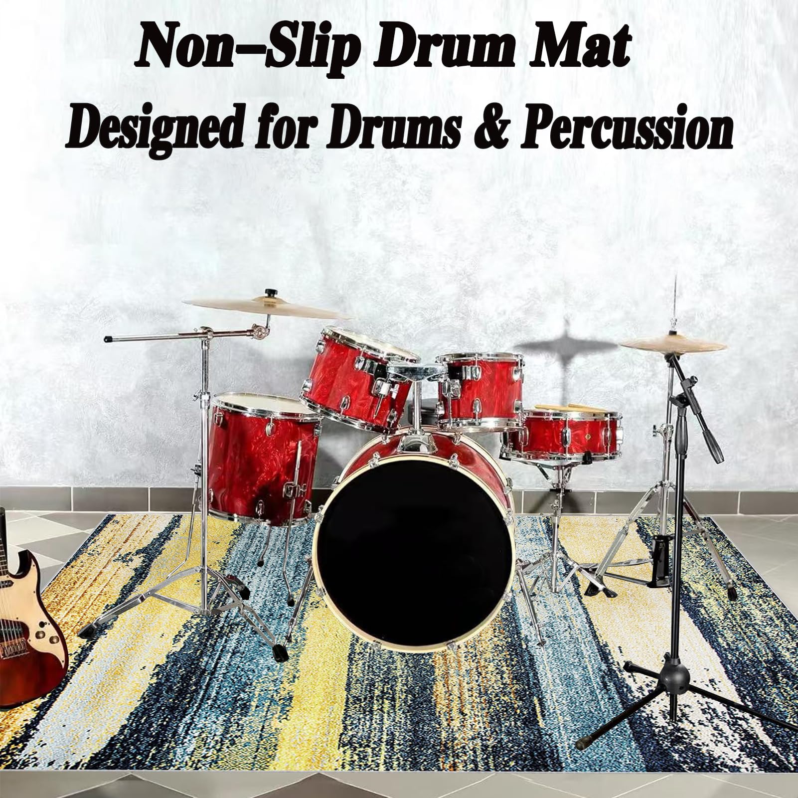 Trommelmatte schalldichte Matte | Trommelteppich | Schlagzeugteppich | Schlagzeug Teppich Rutschfester Drum Teppich | Schalldichte Matte für elektronische Drums, für Jazz-Bass-Drum-Set 120 x 100 cm
