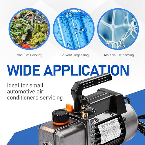 Miniatura 7 de Bomba de vacío HVAC de una sola etapa de 3.5 CFM 14 HP 110V para sistemas R134a R12 R22 R410a R502, bomba de vacío de CA automática para recarga de