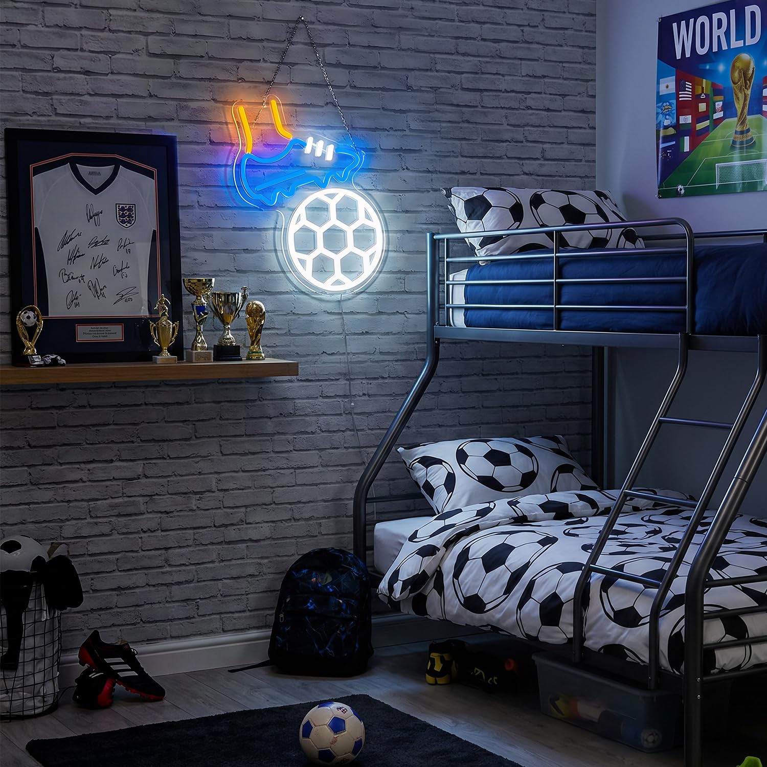 Insegna al neon di calcio,Insegne al neon sportive USB per parete,Lampada da parete al neon a LED per giocare a calcio per camera da letto dei ragazzi Palestra Club Sala giochi Man Cave