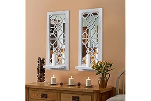 Distressed White Candle Wall Sconces Set of Two