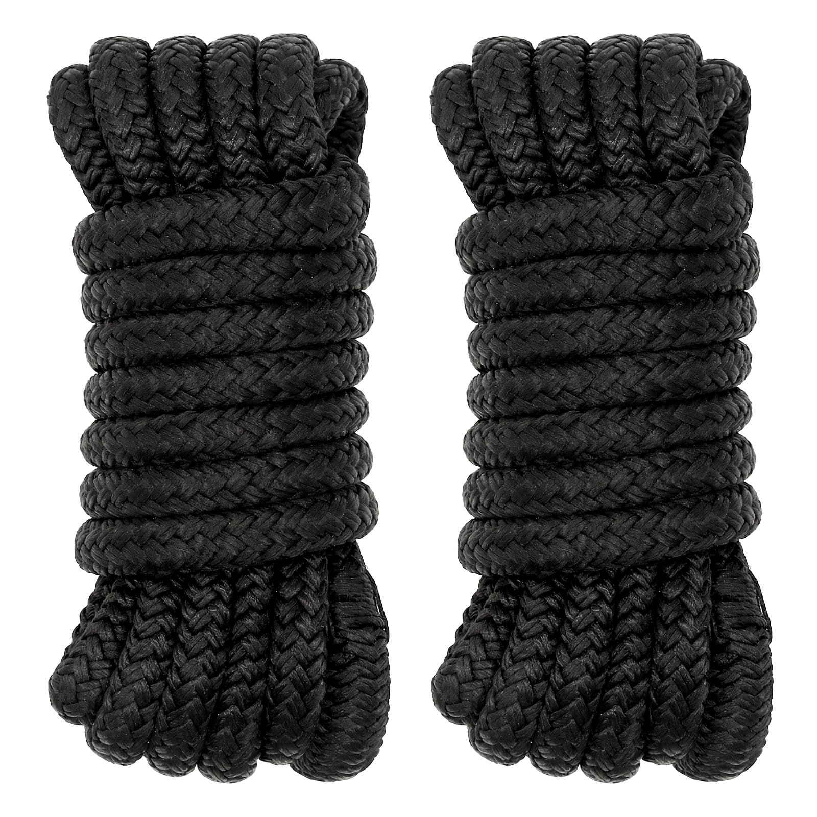 NewDoar 2 Pack 12mm x 6M Double Braided Nylon Dock Lines Boat Ropes for Docking with Loop Marine Grade Mooring Lines with 12” Pre-Spliced Eye High Strength Anchor Rope for Pontoon Speedboat Fishing