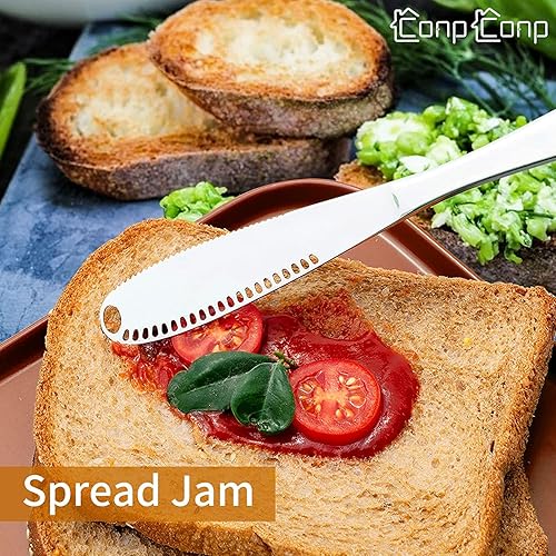 Miniatura 5 de Esparcidor de mantequilla, esparcidor de mantequilla de acero inoxidable, 3 en 1, cuchillo de cocina, rizador y esparcidor con borde dentado para