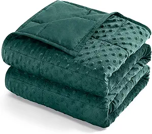 Kivik Minky Dot Weighted Blanket for Adults, 15 lbs Breathable Heavy Throw Blankets, Ultra Soft Cooling Weighted Comforter, Machine Washable, 48"x72" Twin, Dark Green