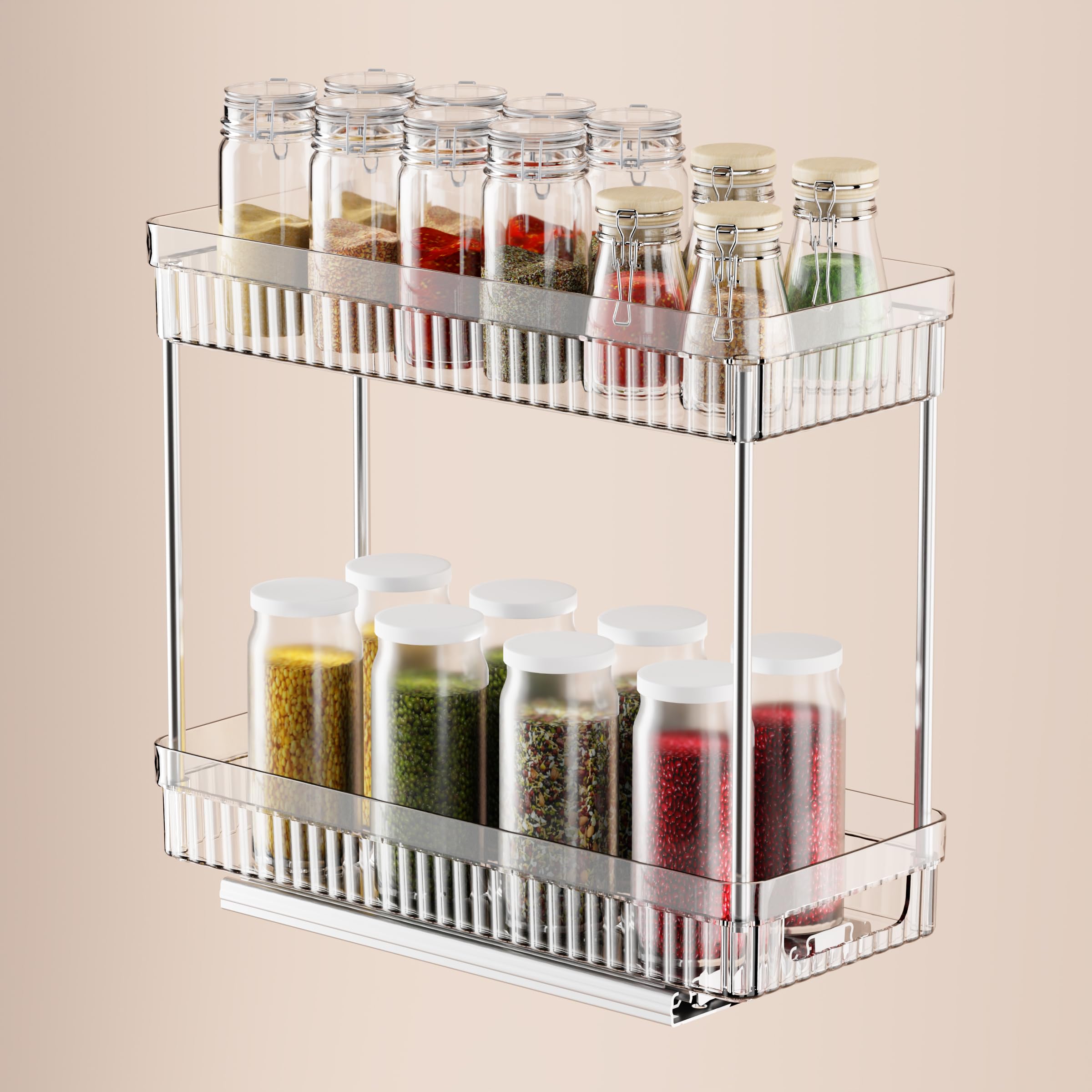 Snapklik.com : 2 Pack Pull Out Spice Rack Organizer For Cabinet, 2 Tier ...