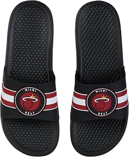 FOCO NBA Men's Stripe Raised Slide Sandals – Comfortable, Durable, Team Logo Footwear for Game Day & Everyday Wear