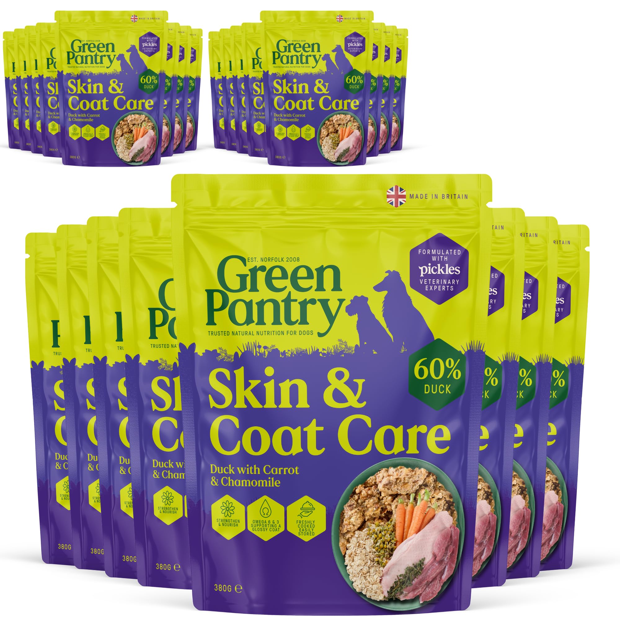 Green Pantry Skin & Coat Fresh Dog Food, Wet Dog Food, Duck, 24 Pack