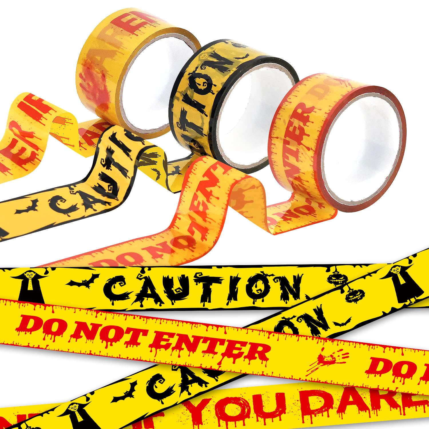 Askill Caution Tape Roll Yellow 3Pcs, Yellow Caution Tape Roll Crime Scene Decorations Do Not Enter Tape,Caution Warning Tape for Crime Scene Party