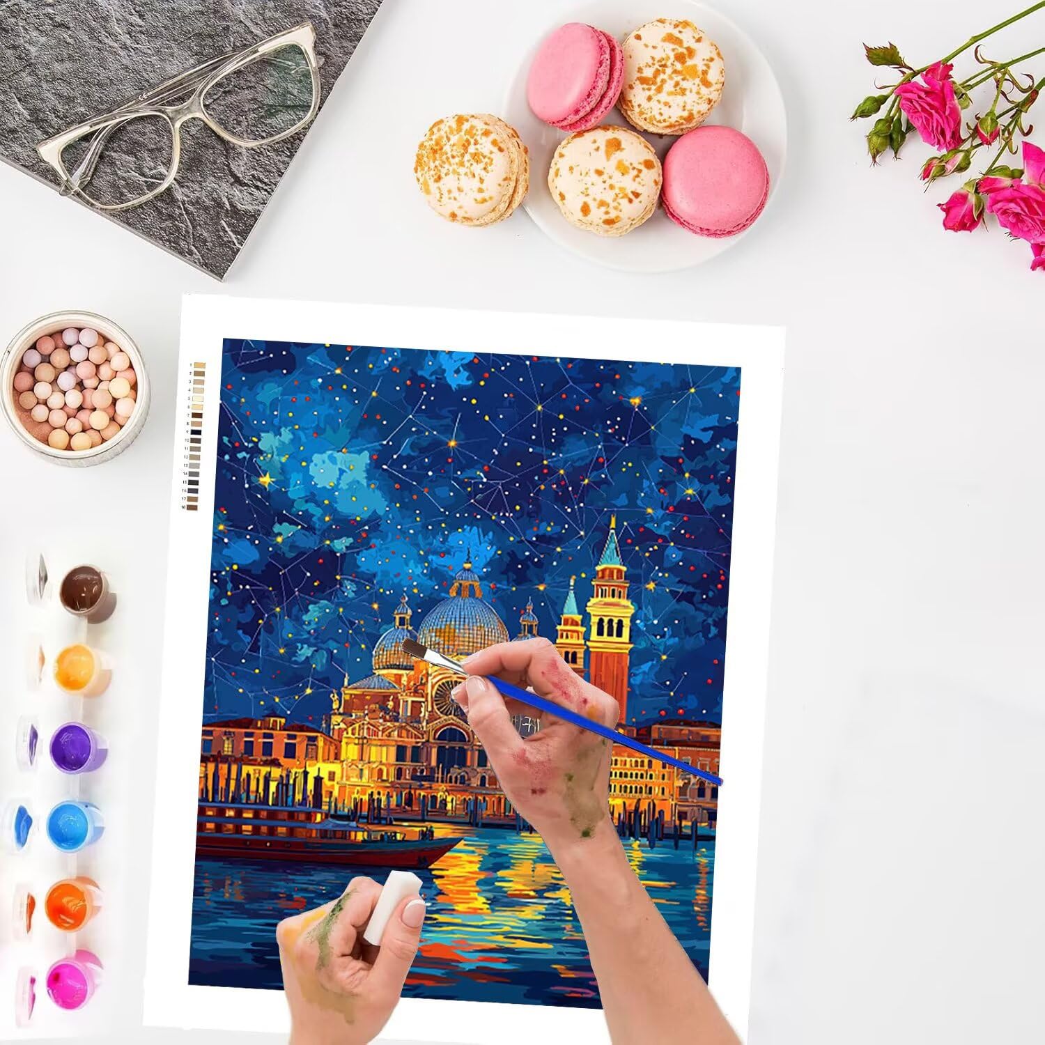 Vista notturna della città Dipingere con i Numeri per Adulti, 70x90cm a-97 | Pittura a Olio Kit, fai da te Quadri da Dipingere Numerat, Adulti Bambini Hobby Creativi,Pittura Adulti Decora la Casa Regalo