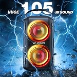 W-KING Bluetooth Speaker with 2 Full-Range Drivers-Super Bass, 80W Wireless Portable Party Loud Outdoor Haut Parleur Speaker with LED Lights, Huge 105dB Sound, IPX5, 24H, U-Disk, TF Card, AUX, EQ