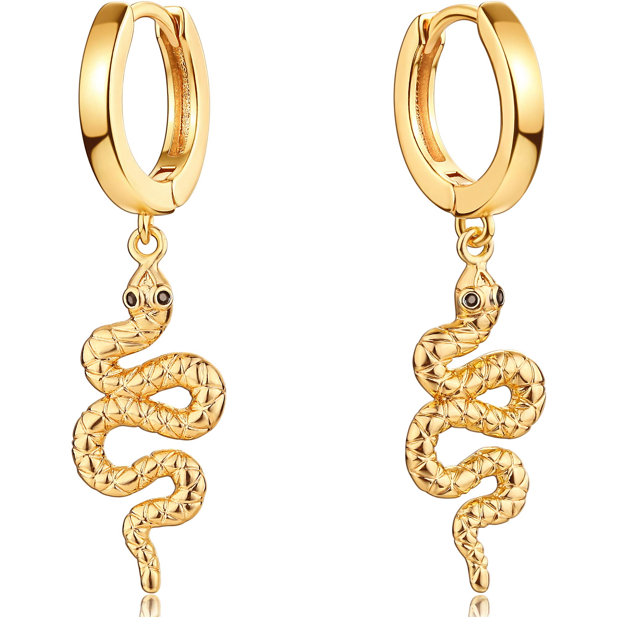 FETTERO Gold Hoop Earrings 14K Glod Plated Lightweight Huggie Hoops Dangle Snake Lock Love Heart Earrings for Women Hypoallergenic Earrings Dainty