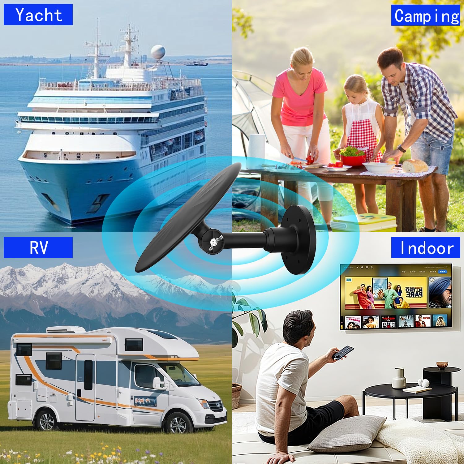 Antenna da interno per Smart TV per ricezione a lungo raggio e tutte le Smart TV HD Digital Antenna (Nero-a)