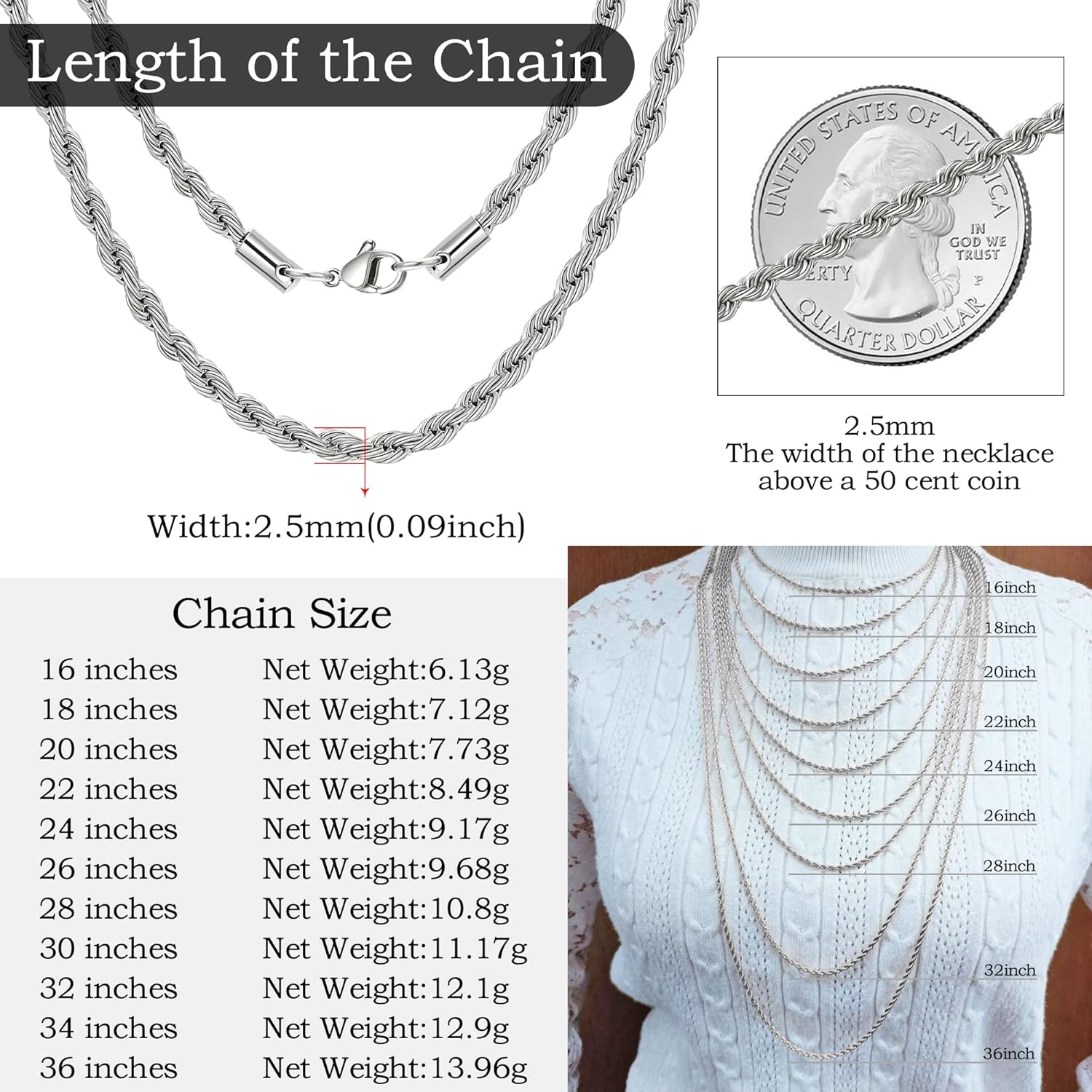 HolyFast Twist Chain Necklace - Stainless Steel Rope Jewelry for Men & Women - Image 6
