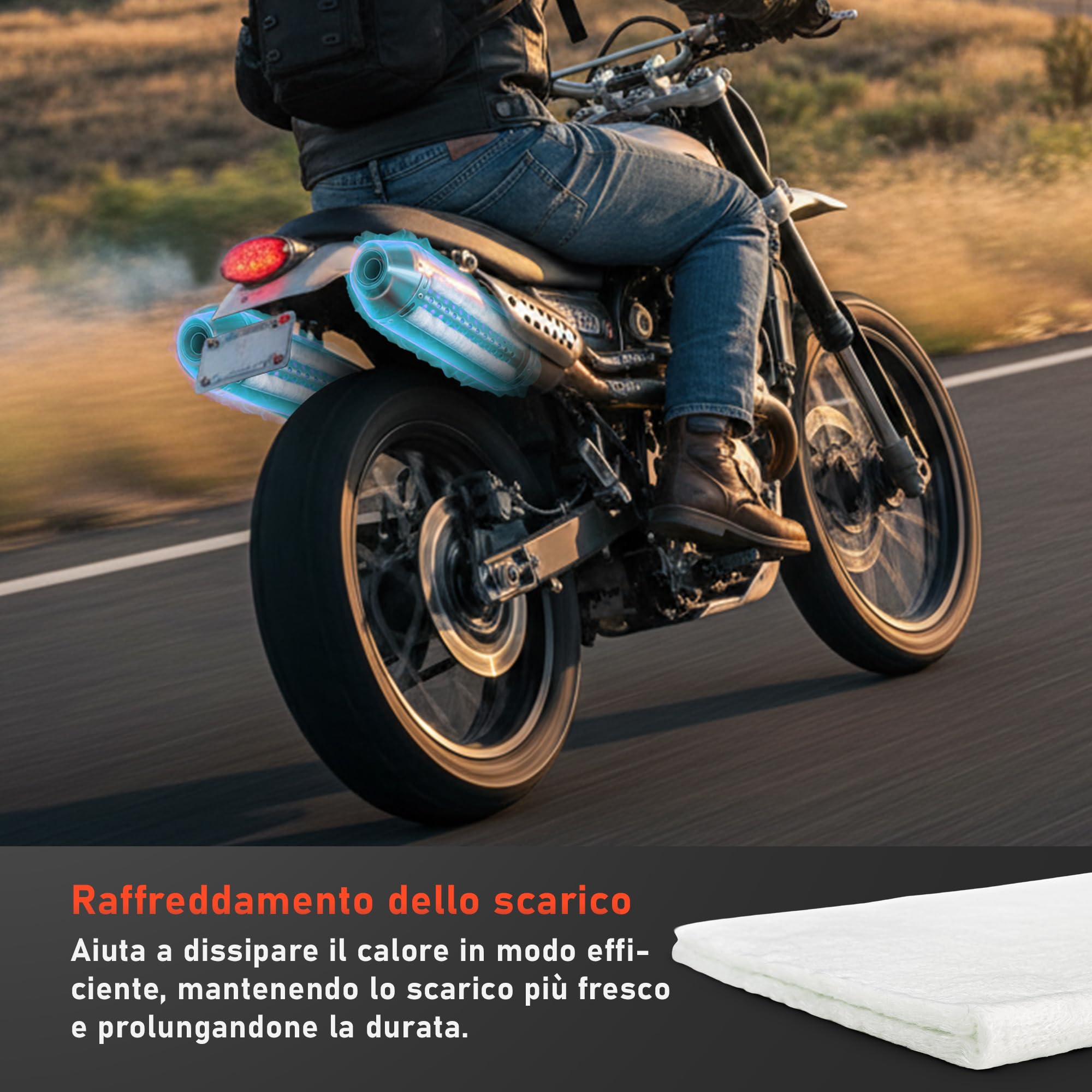 Lana di Vetro 50x75 cm - Spessore 8 mm | Resistente fino a 800 °C | Lana di Vetro per Marmitte | Adatta per Enduro, Quad e Scooter (Pack 2)
