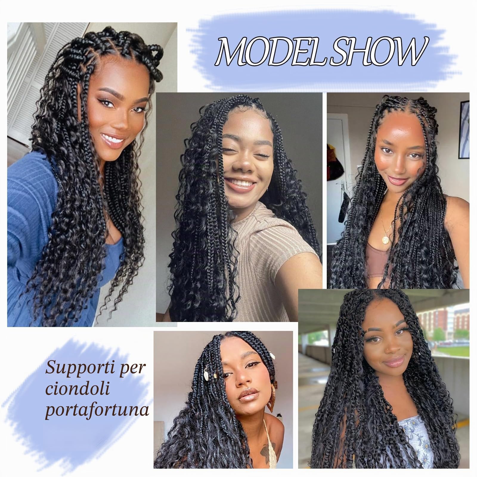 Deep Twist cheveux Hair Extensions Ocean Wave Braiding Crochet Hair Soft Synthetic Curly Bohemian Braiding Crochet Hair for Black Women (18 inch (pack of 3）, 1B)