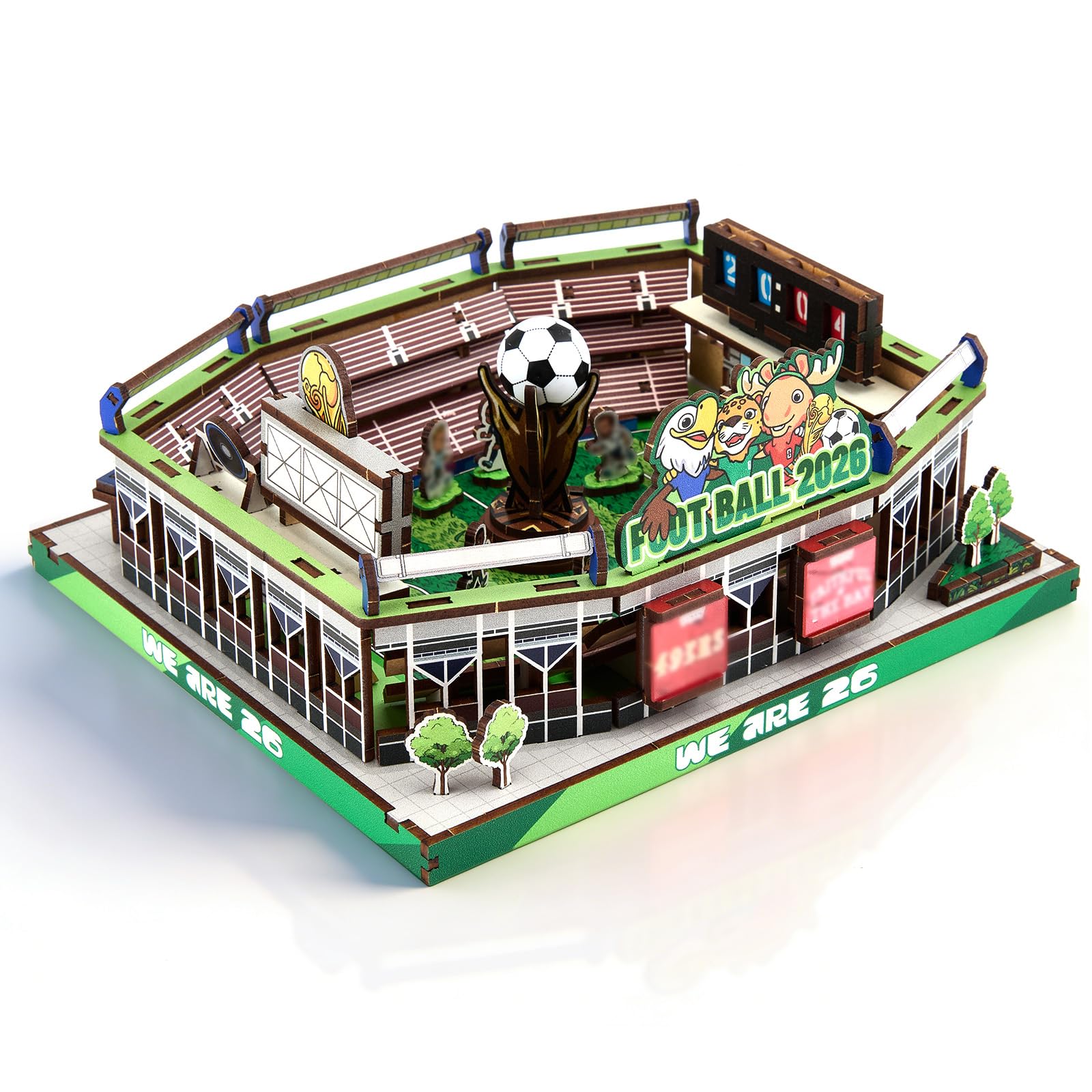 Puzzle in legno 3D Coppa del Mondo 2026, 167 pezzi, in legno, per adulti e ragazzi, modello dettagliato, 19,2 x 17 x 9 cm, regalo creativo con figure mobili