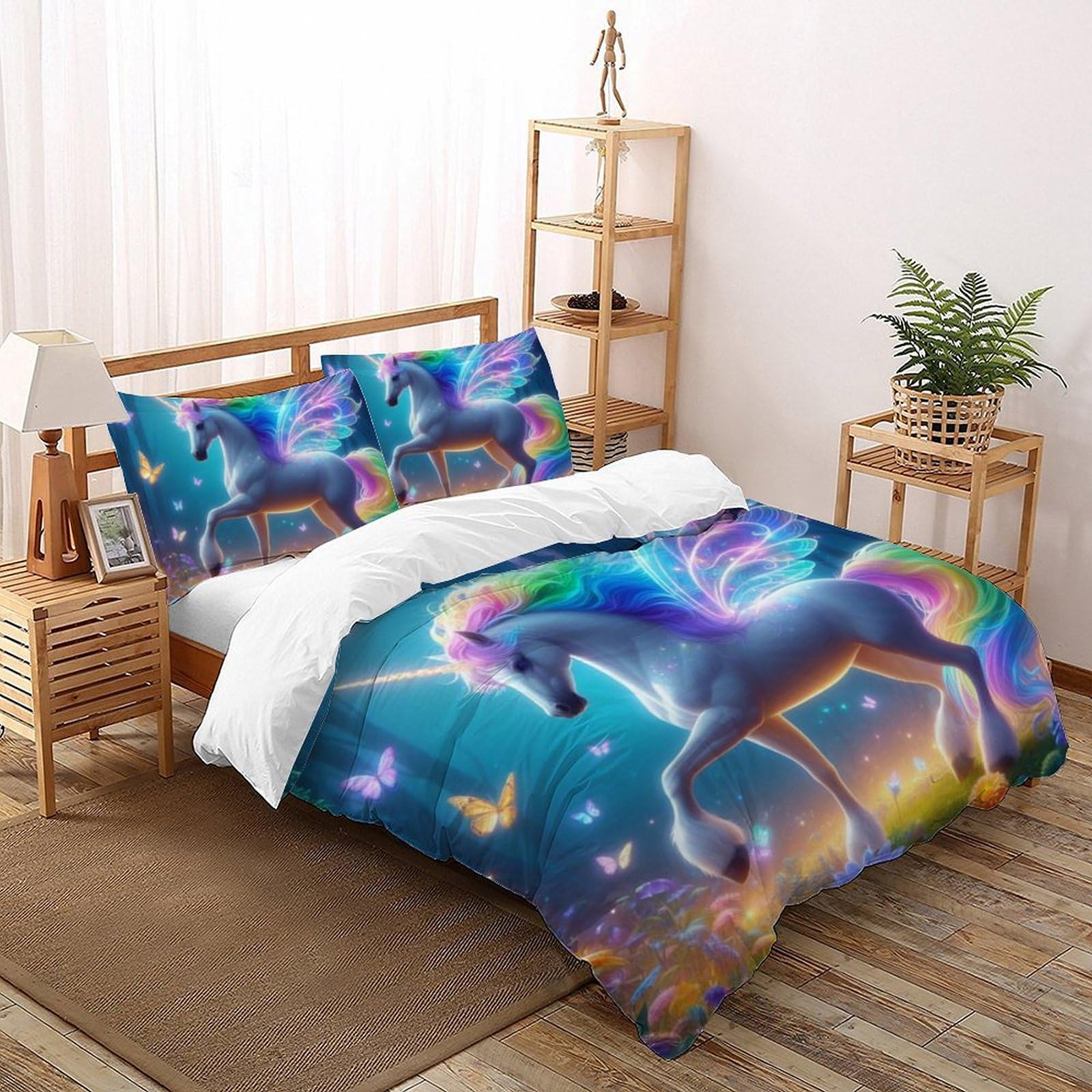 Housse de couette cheval arc-en-ciel pour transformer la chambre d'un garçon en monde féerique