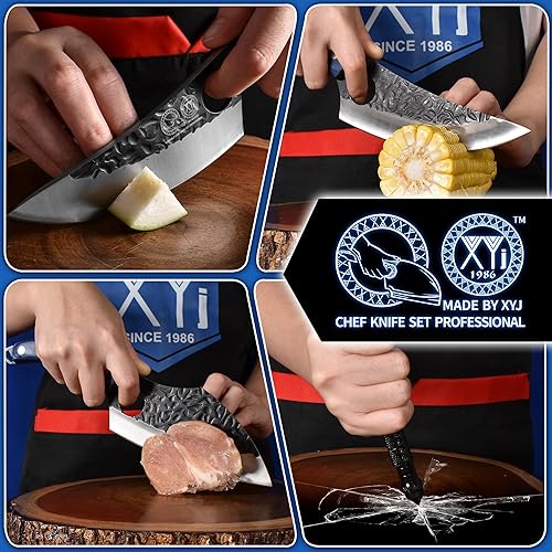 Miniatura 6 de XYJ Juego de cuchillos de cocina profesional con cuchillas forjadas de acero de alto carbono, cuchillo de chef, cuchilla, cuchillo de tallar,