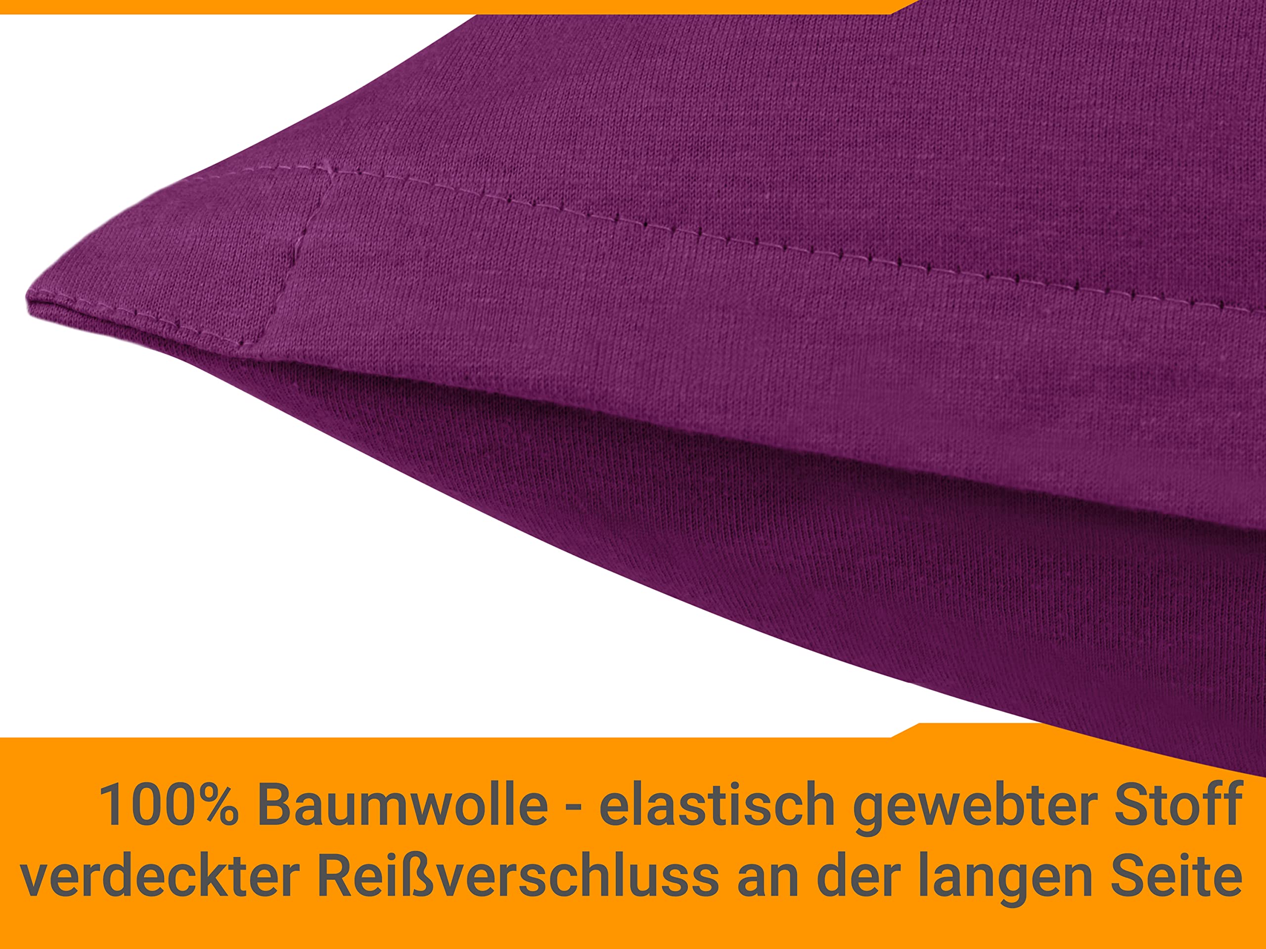 npluseins Set da 2 federe in cotone - jersey - tanti colori 1331.1812, 40 x 145 cm, lilla