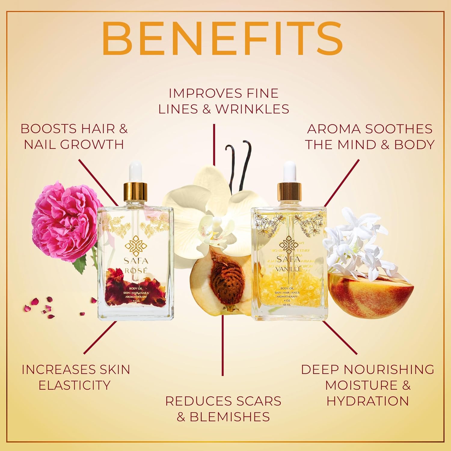 SAFA Rosillé- Rosé and Vanillé Oil for Skin, Face, Hair, Nails, and Aromatherapy - Image 2