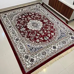 Tapete Sala 2,00x2,50 M Belga Persa Clássico Franja Luxo Medalhão Tabriz (Modelo 1)