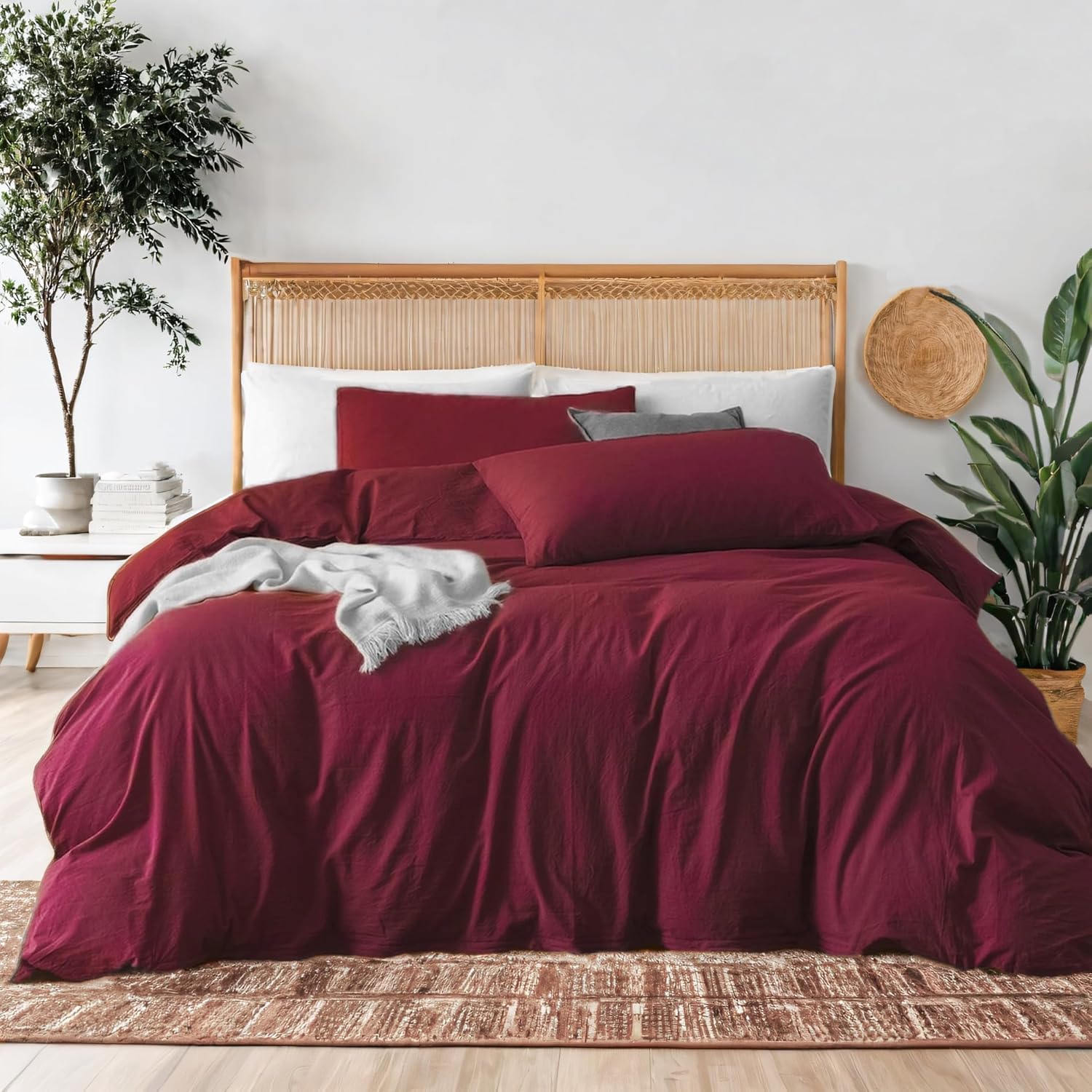 Rouge Pink Duvet Cover Queen Size - Extra Cozy Bedding - 160 GSM Ultra Soft Duvet Cover Set with 2 Pillow Shams - 3 Pieces - Comforter Not Include