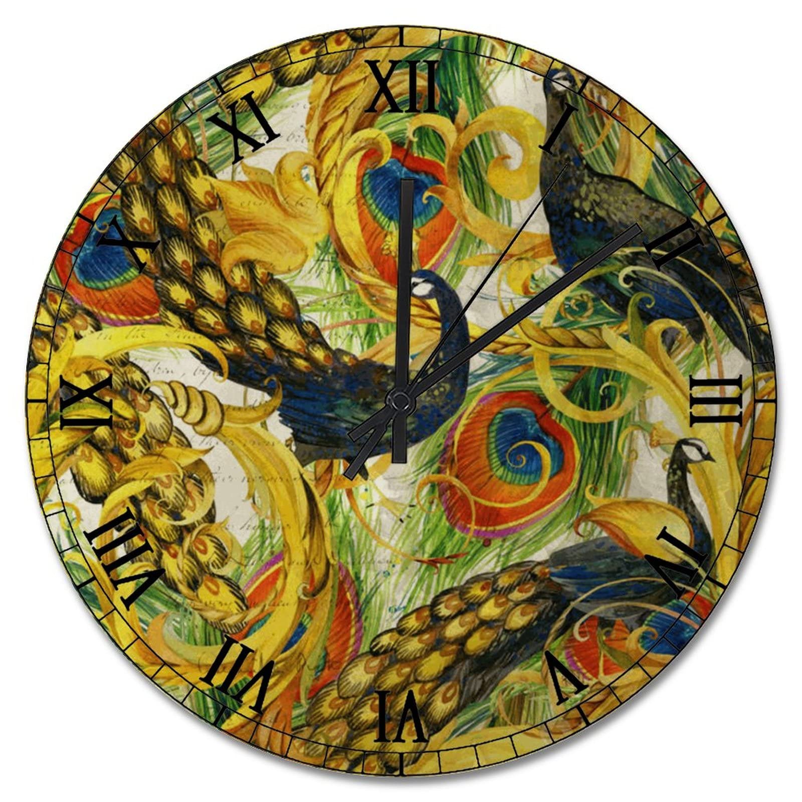 Horloge murale paon en bois violet pour créer une ambiance chaleureuse