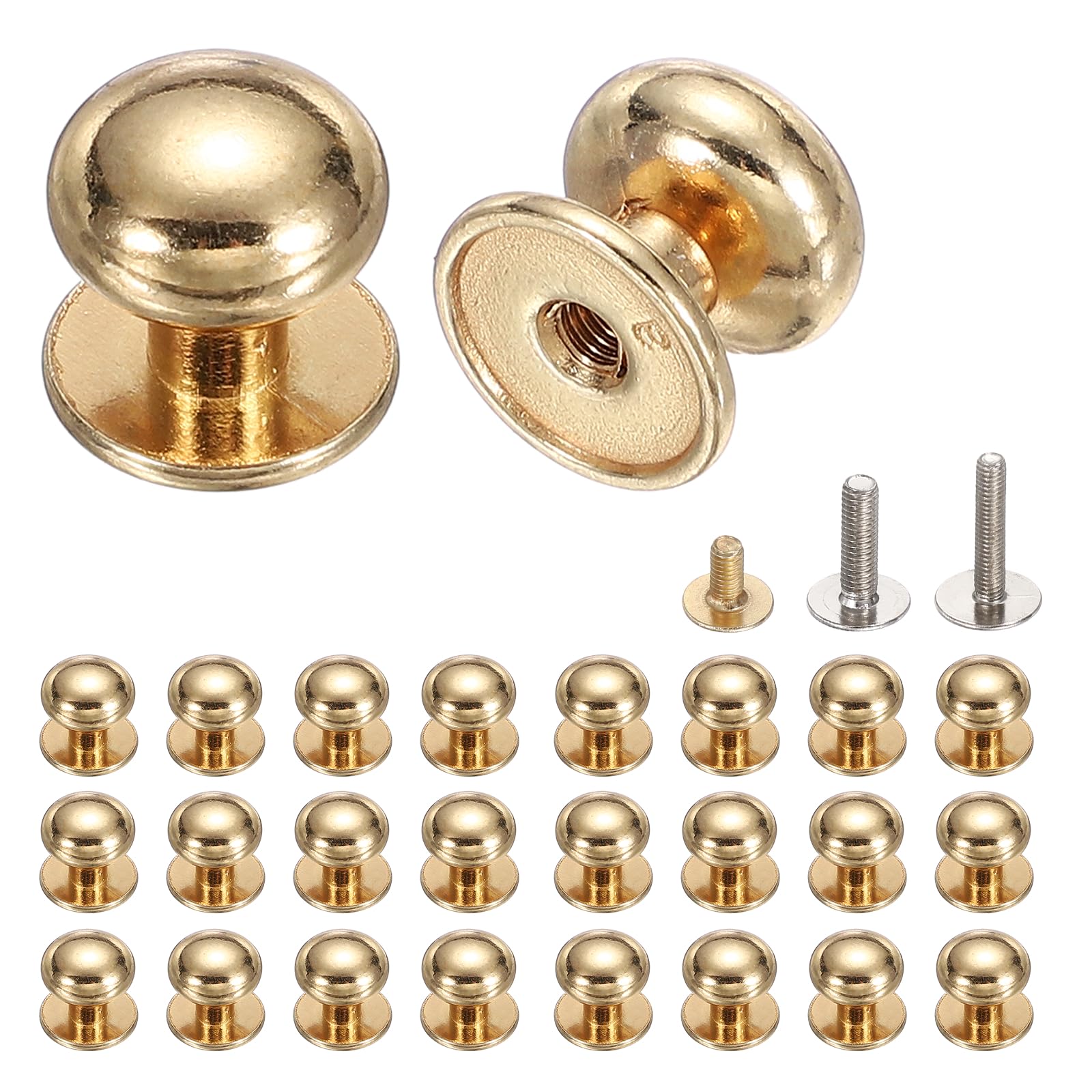 sourcing map 26Pcs Mini Drawer Pulls, 12x13mm Vintage Small Knobs for Jewelry Box, Round Metal Cabinet Knobs Handles Pulls with Screws for Dresser Closet Jewelry Box Gift Cases, Gold