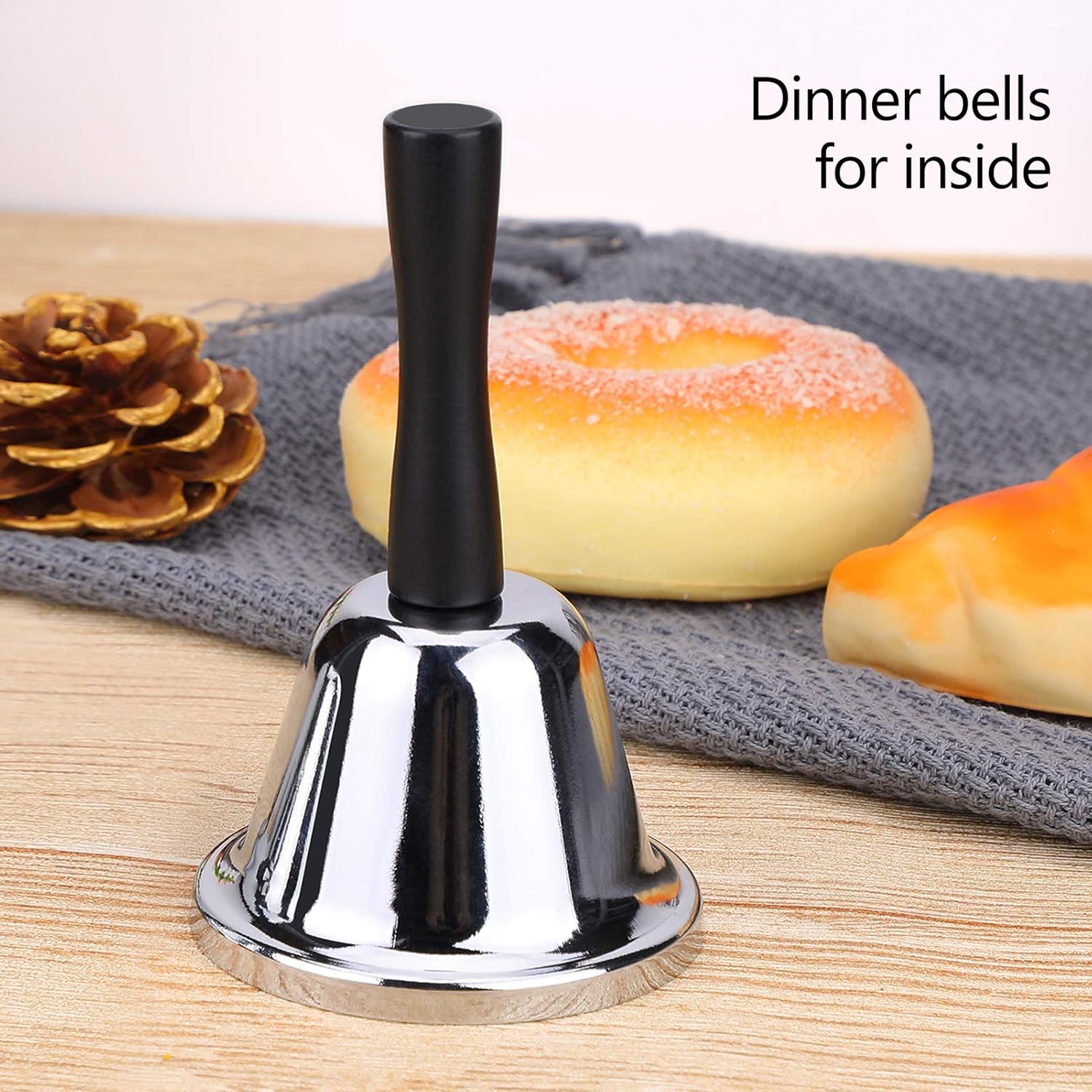 MROCO Loud Hand Bell, Silver Steel Hand Bells for Adults, Dinner Bells for Inside Classroom Bell, for Food Line, Alarm, Jingles, Ringing : Office Products